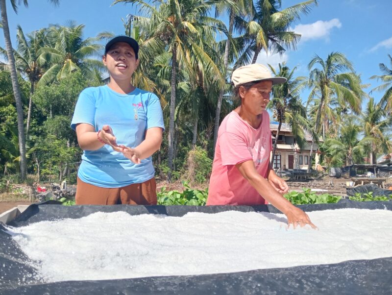 Aktivitas petani garam di Desa Les Buleleng Bali saat memproduksi Garam Palingan yang sudah mendunia