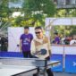 Wali Kota Pontianak Edi Rusdi Kamtono saat unjuk kebolehan bermain tenis meja di 'Road to Pingpong CFD'/Prokopim 