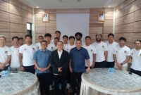 tim bola tangan indonesia berfoto bersama dengan ketua pembina ABTI Indonesia