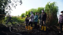 Wali Kota Pontianak Edi Rusdi Kamtono meninjau lahan yang terbakar di Pontianak Utara.