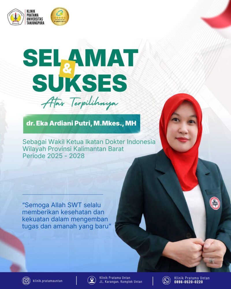 Dr. Eka Ardiani Putri, M.Kes., M.H. sebagai Wakil Ketua IDI Kalbar periode 2025–2028.